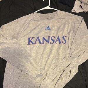 Adidas Heather Gray Kansas Long Sleeve Tee